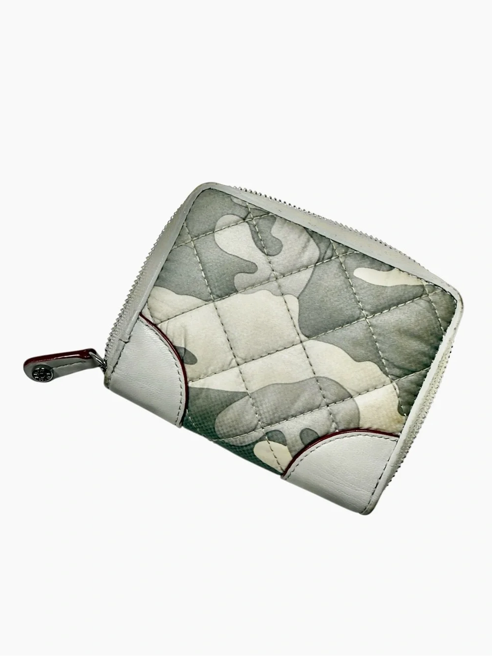 MZ Wallace Quilted Mini Crosby Wallet in Light Gray Camo